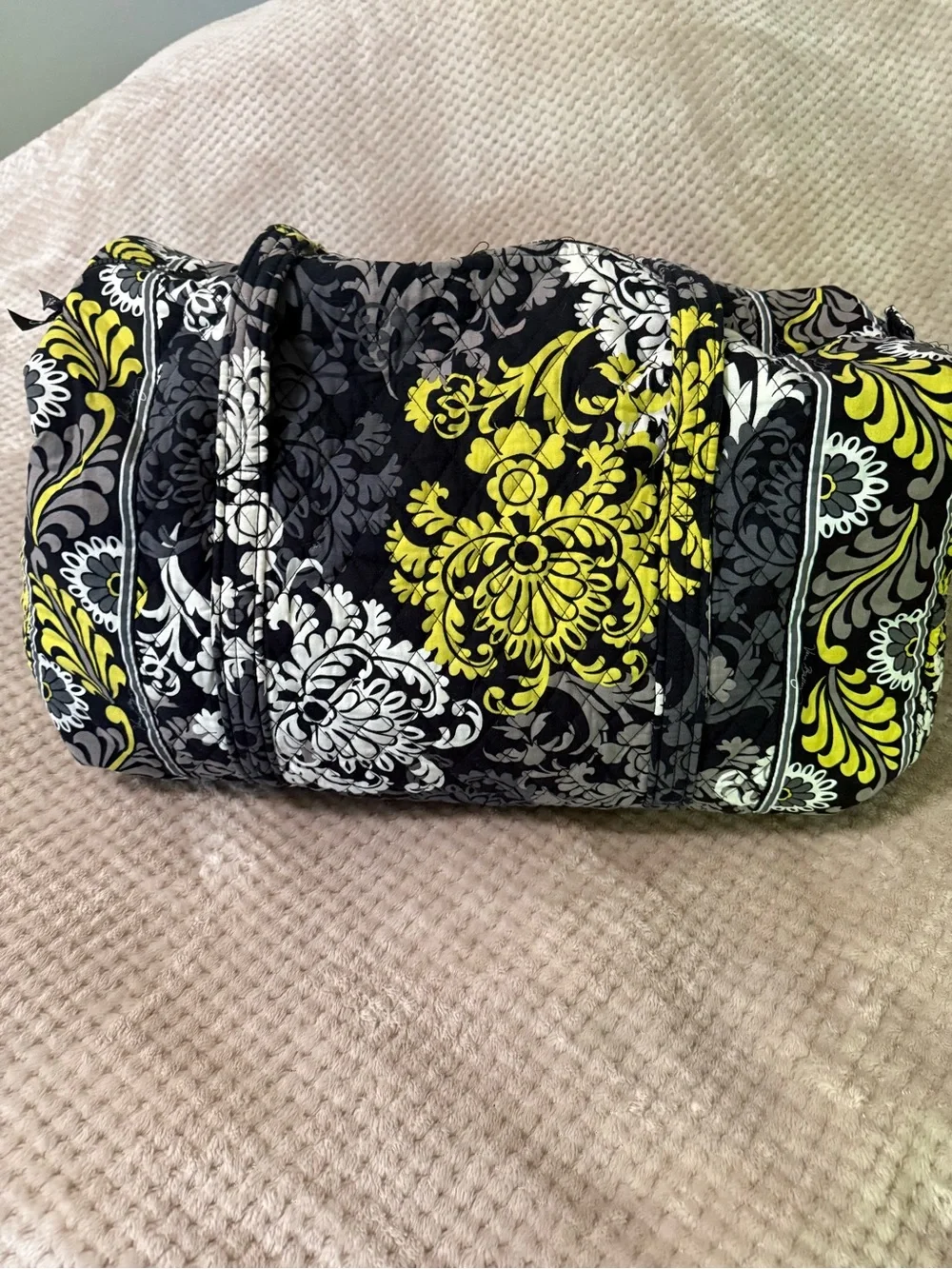 Vera Bradley Quilted Floral Tote and Duffel in Black, Gray & Yellow